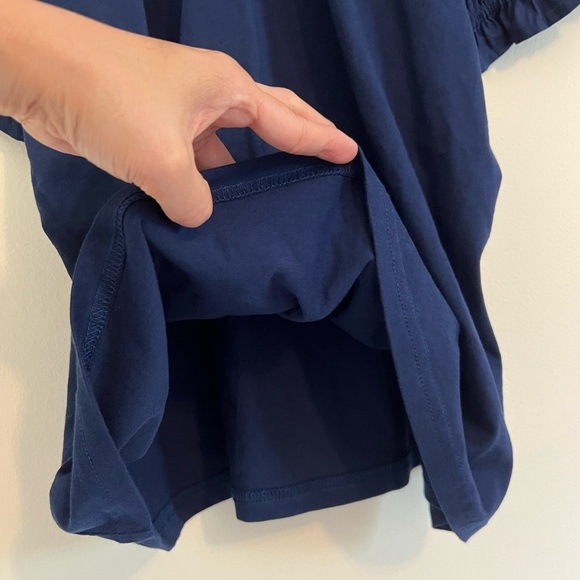 J.Crew Womens Navy Blue Off-Shoulder Top $59.50 Casual Tie Bow Back Cinched Chic - Picture 2 of 13